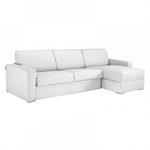 Canapé d'angle fixe réversible DREAMER 292 cm méridienne coffre cuir luxe vachette devon blanc