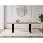 Table à manger pieds carrés extensible AWANI Chêne massif et métal  200 à 280 cm  BOBOCHIC