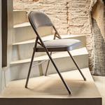 Lot de 2 chaise pliante en métal et tissu - beige 
