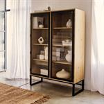 Vitrine en pin massif et métal L120xl45xH175cm - bois clairENDOUME