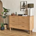 Commode 6 tiroirs en chêne - bois clairMARIETTA