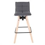Chaise de bar design grise en tissu piétement chêne MAE