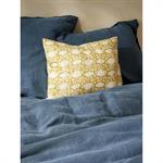 Housse de coussin matelassée tissu indien ocre fleuri ocre