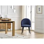Chaise LALIE tissu texturé et pieds scandinaves noirs bleu foncé   BOBOCHIC