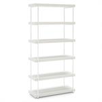 Bibliothèque ouverte LIBRA cadre métal 6 étagères mélaminé blanc