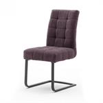 Lot de 2 chaises design PRETTY Textile Aqua Clean Merlot piétement tube plat noir luge