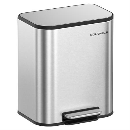 Poubelle de cuisine 20 L couvercle à fermeture douce argent métallique