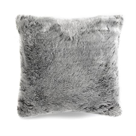 Coussin luxueux en fausse fourrure 45cm gris loup