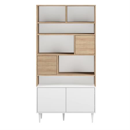 Bibliothèque effet bois blanc et chêne naturel