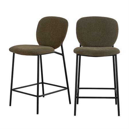 Lot de 2 tabourets de bar en tissu et métal H65cm - Vert