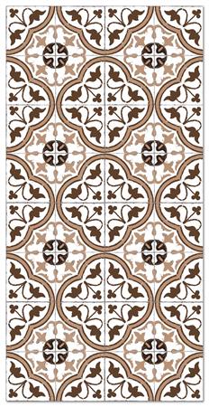 Tapis vinyle carreaux ciments fleur brun 40x80cm