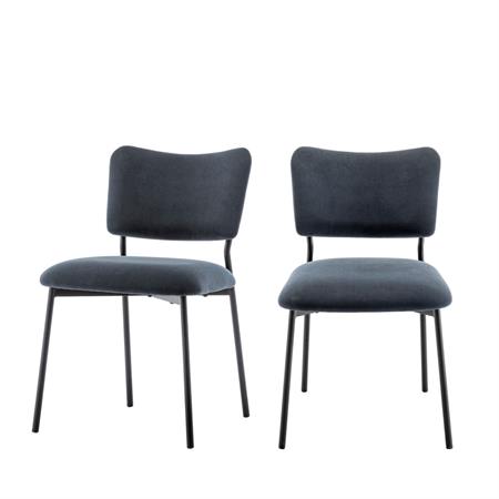 Lot de 2 chaises en velours côtelé et métal - Ardoise