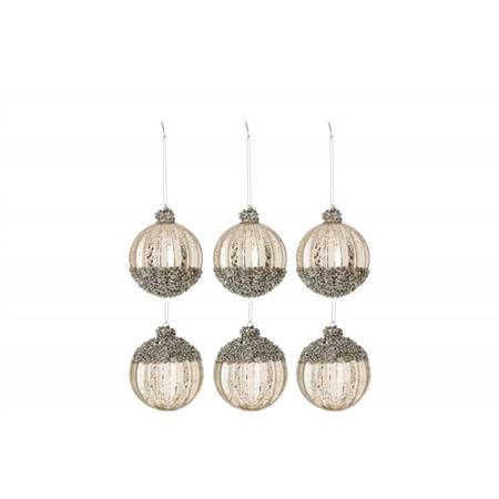 Boite de 6boules de Noël en verre argent 8x8x8 cm