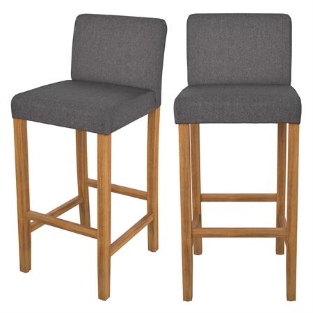 Lot de 2 chaises de bar en tissu gris foncé et pieds