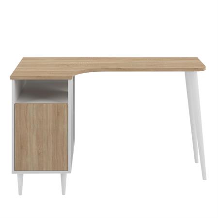 Bureau 1 tiroir effet bois blanc et chêne naturel