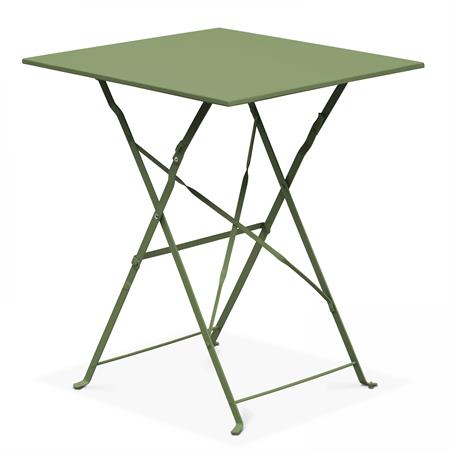 Table de jardin pliante bistrot en acier vert cactus