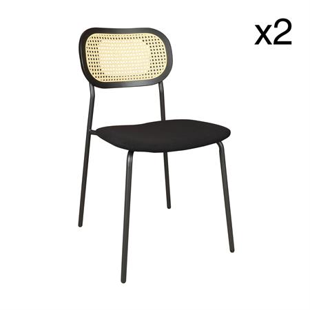 Lot de 2 chaises en bois et velours et pieds en métal