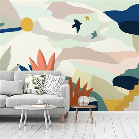 Papier Peint Panoramique L336xH270cm Multicolore Abstrait