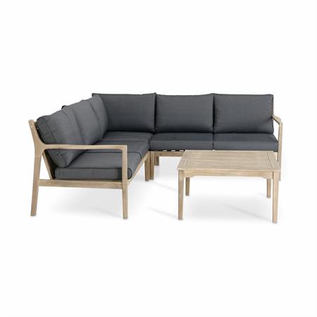 Salon de jardin en bois clair et corde