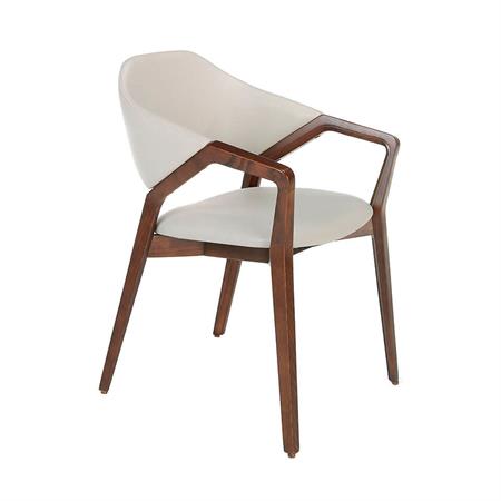 Chaise en simili cuir et effet bois noyer
