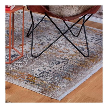 Tapis rayé vintage en polypropylène taupe 40x60