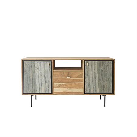 Meuble double vasque en acacia massif et pierre