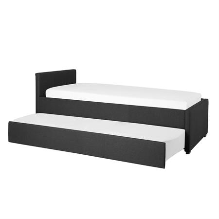 Lit gigogne en tissu gris 90x200