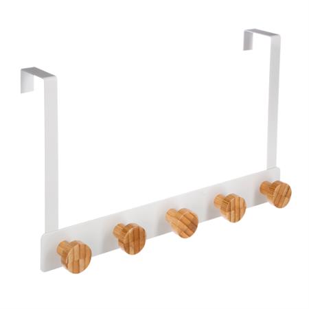 Portemanteau de porte en métal blanc et bambou - 33