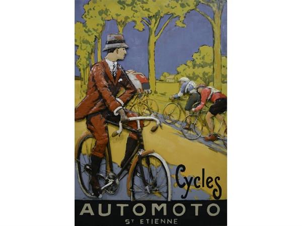 Tableau relief en métal automoto 1899 120x80