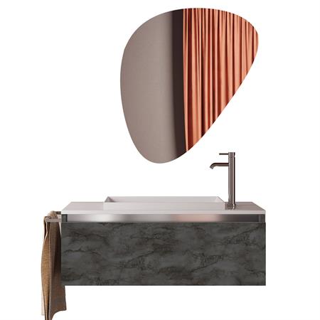 Meuble de salle de bain 3 pièces en mélamine oxyde