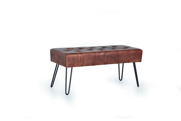 Banc en cuir et pieds en métal