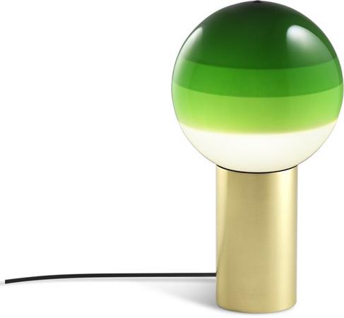 Lampe de bureau en métal et verre soufflé vert et doré Dipping
