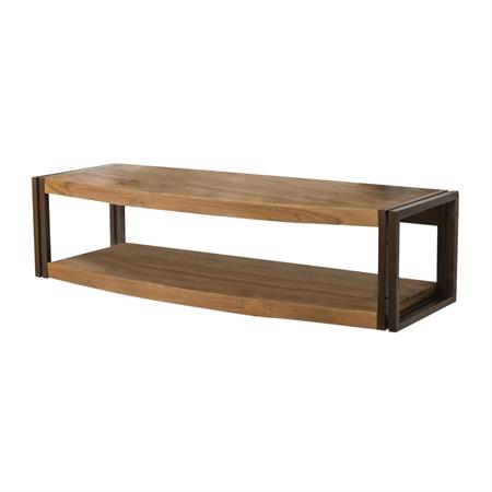 Meuble double sous vasque suspendu teck et métal L145cm