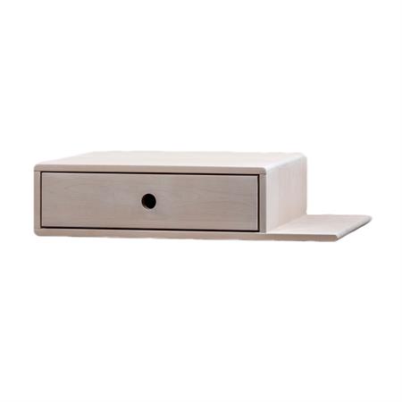 Table de chevet avec étagère sur le côté droit en bouleau blanc