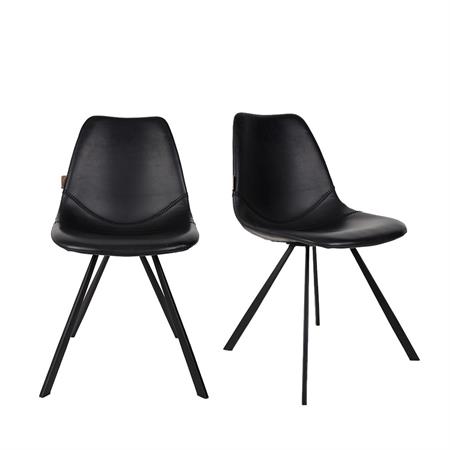 Set de 2 chaises de repas en simili cuir noir