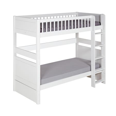 Pack lit superposé avec 2 matelas bois massif blanc 90x190 cm