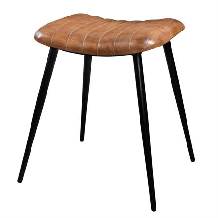 Tabouret en cuir camel matelassé