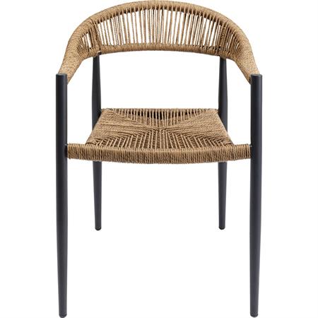 Chaise de jardin en polyéthylène marron et acier noir