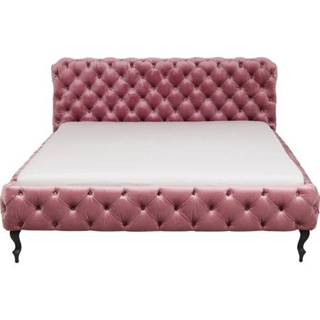 Lit 160x200 capitonné en velours rose