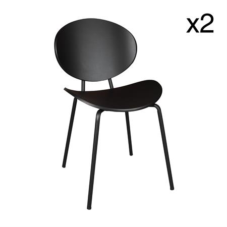 Lot de 2 chaises en bois et pieds en métal noir
