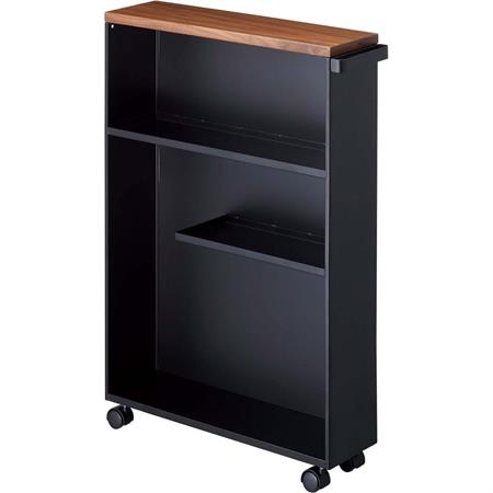 Etagère de toilette sur roulettes métal et bois  slim noir