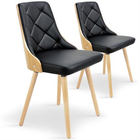 Lot de 2 chaises scandinaves chêne clair & noir