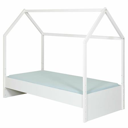 Lit cabane effet bois blanc 90x190 cm