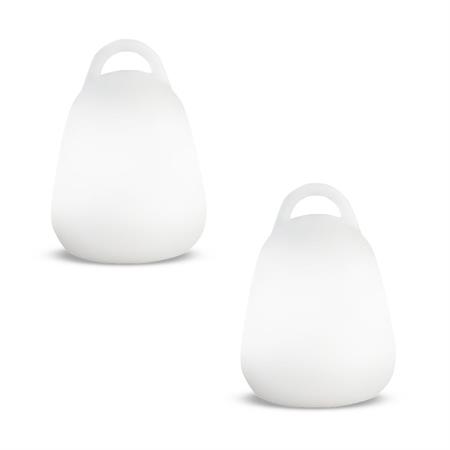 Lot 2 Baladeuses sans fil waterproof LED Polyéthylène Blanc 24X18CM