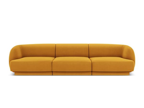 Canapé 3 places en tissu velours jaune