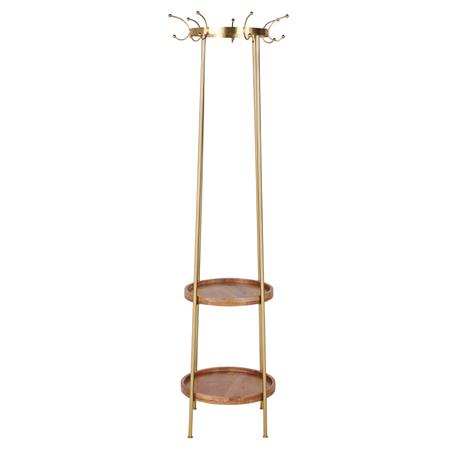 Porte-manteau en bois de manguier et métal doré