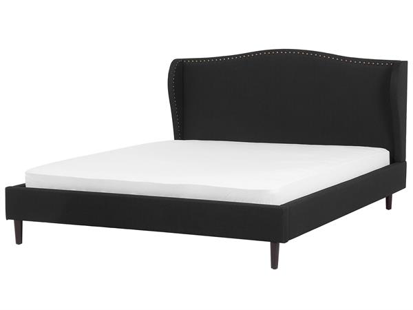 Lit double en tissu noir 180x200