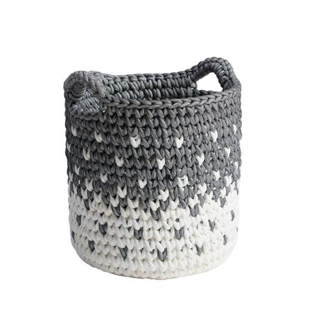 Panier en corde gris et blanc S