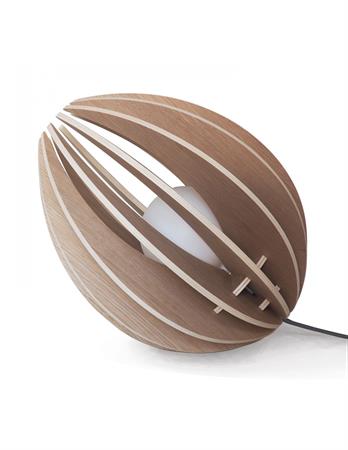 Lampe à poser en bois avec fil noir et ampoule