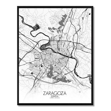 Affiche Saragosse Carte N&B 40x50